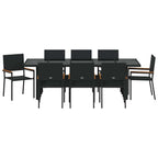 Conjunto de Comedor de Jardín 9 pcs Negro ratán sintético