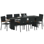 Conjunto de Comedor de Jardín 9 pcs Negro ratán sintético