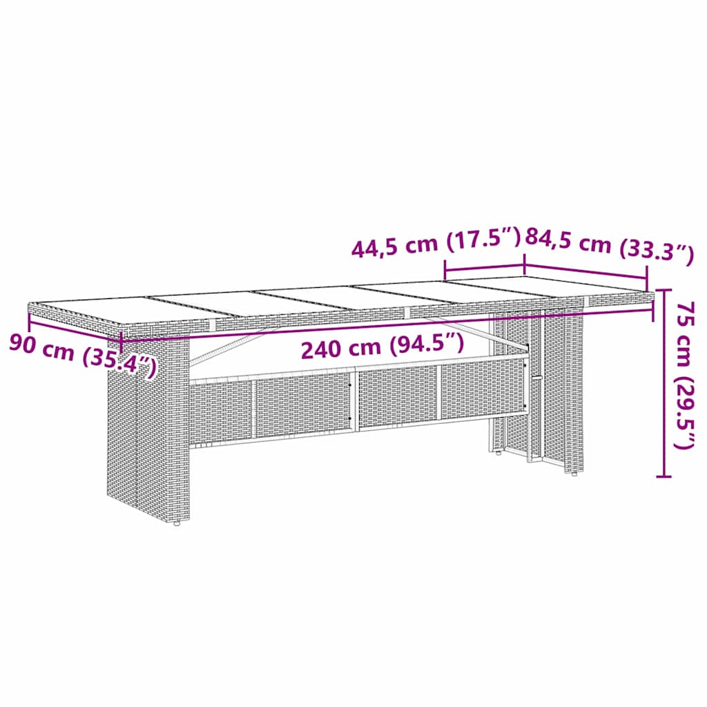 Conjunto de Comedor de Jardín 9 pcs Negro ratán sintético