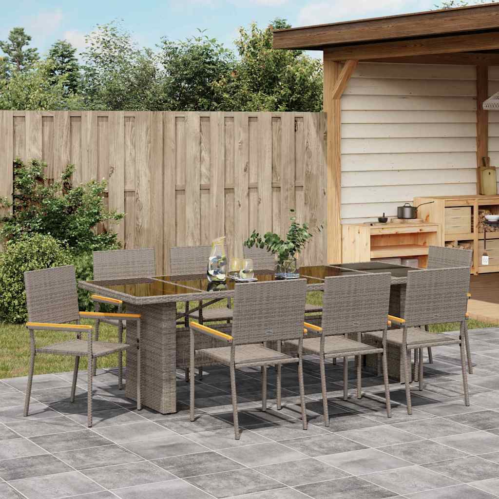 Conjunto de Comedor de Jardín 9 pcs Gris ratán sintético