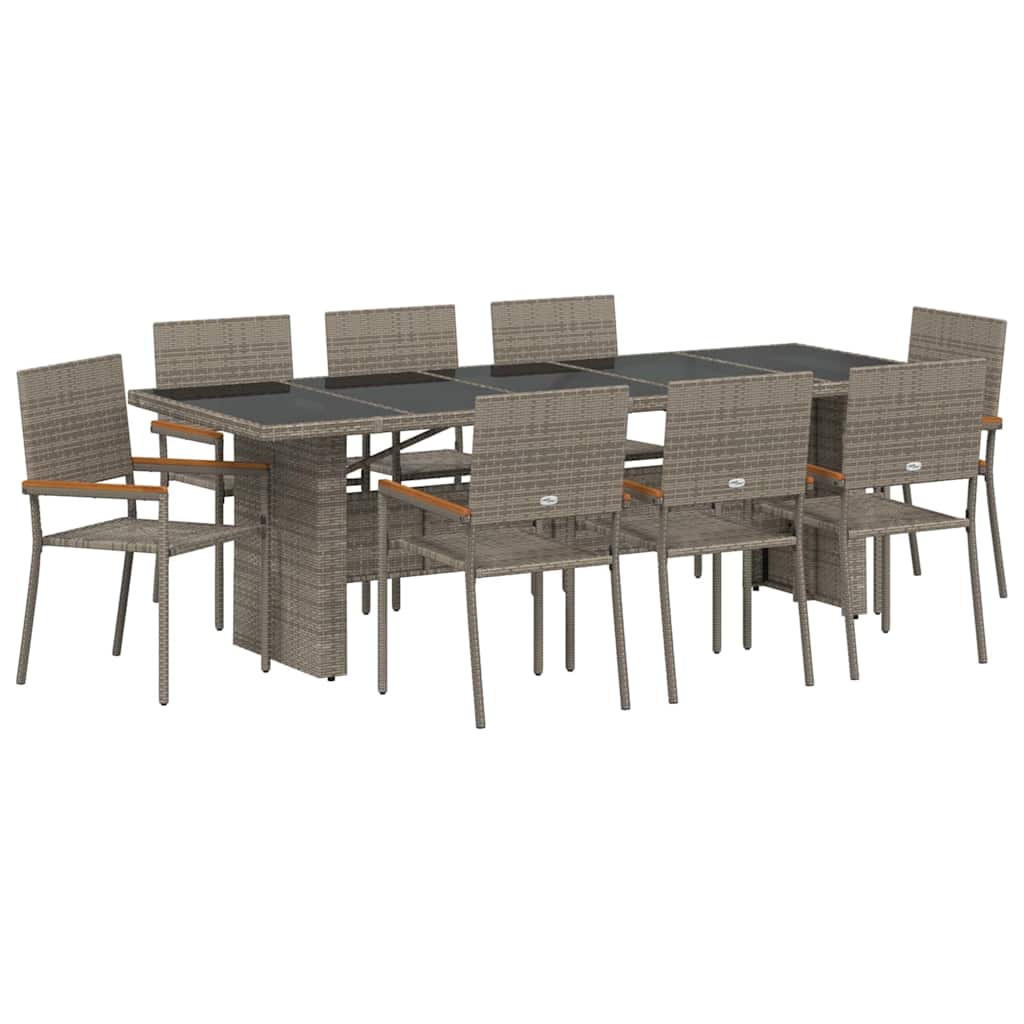 Conjunto de Comedor de Jardín 9 pcs Gris ratán sintético
