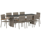 Conjunto de Comedor de Jardín 9 pcs Gris ratán sintético