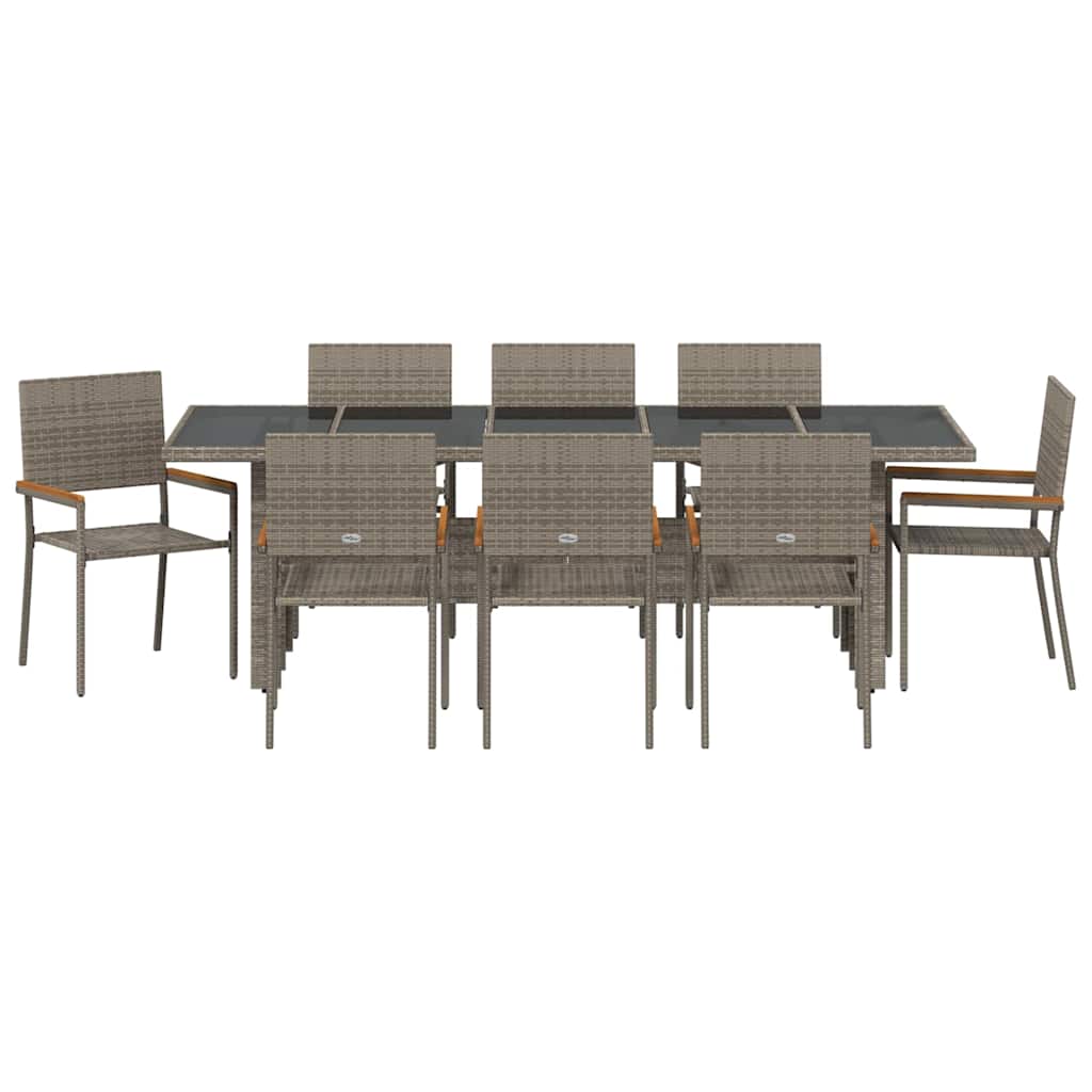 Conjunto de Comedor de Jardín 9 pcs Gris ratán sintético
