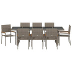 Conjunto de Comedor de Jardín 9 pcs Gris ratán sintético