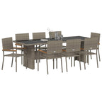 Conjunto de Comedor de Jardín 9 pcs Gris ratán sintético