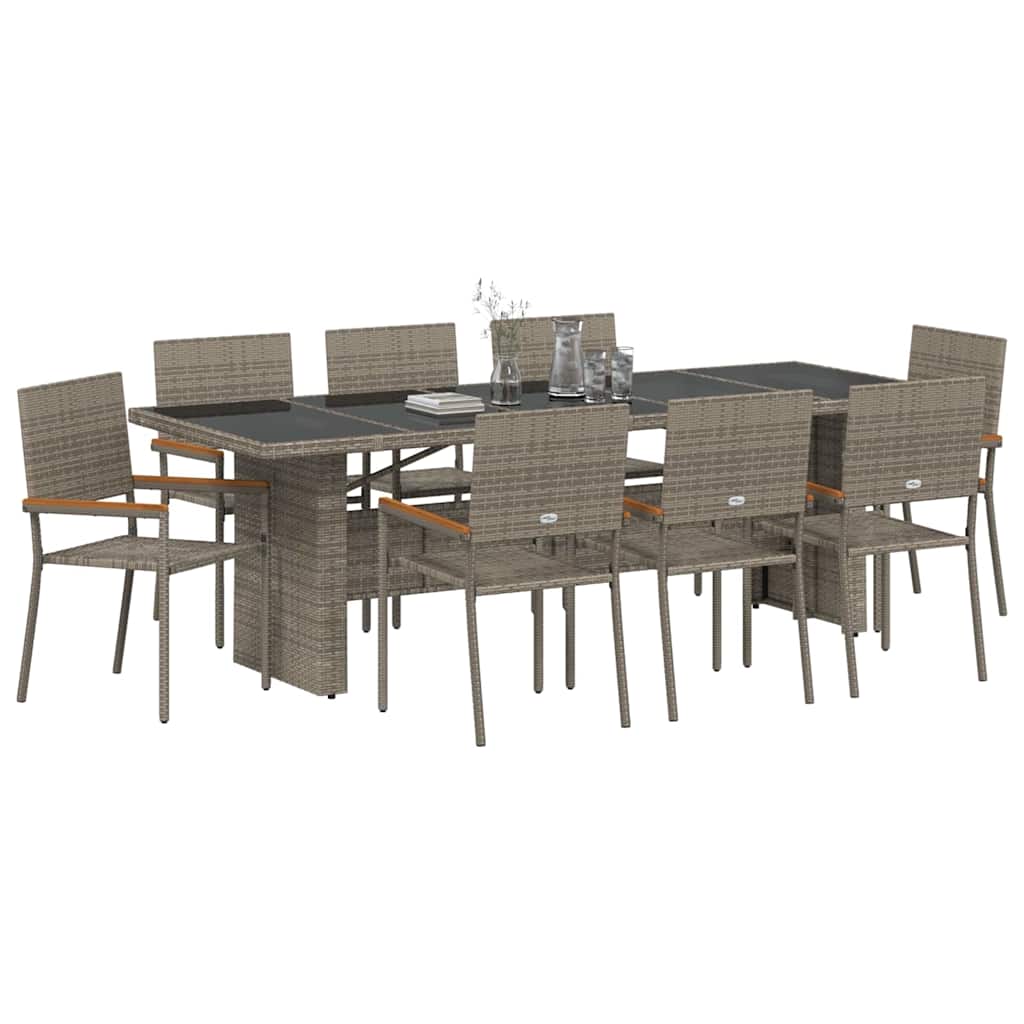 Conjunto de Comedor de Jardín 9 pcs Gris ratán sintético