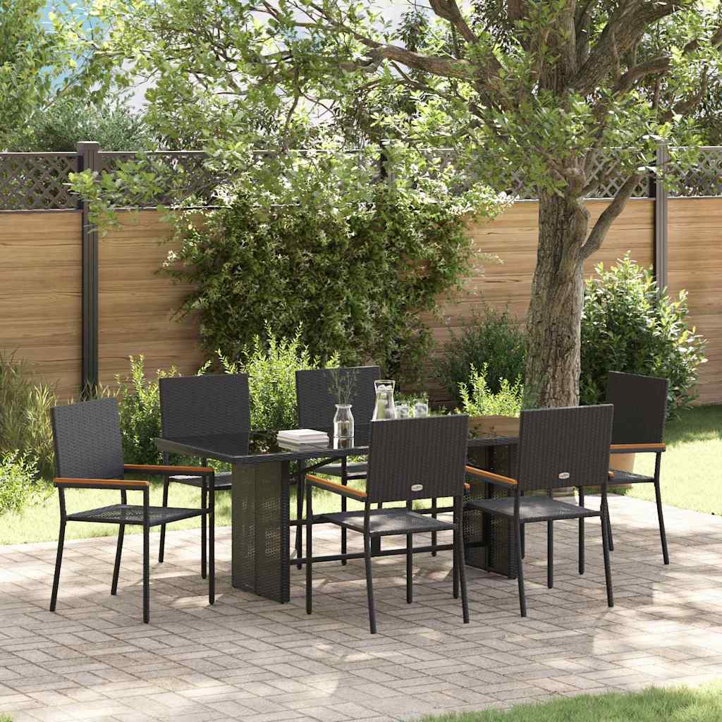 Conjunto de Comedor de Jardín 7 pcs Beige ratán sintético