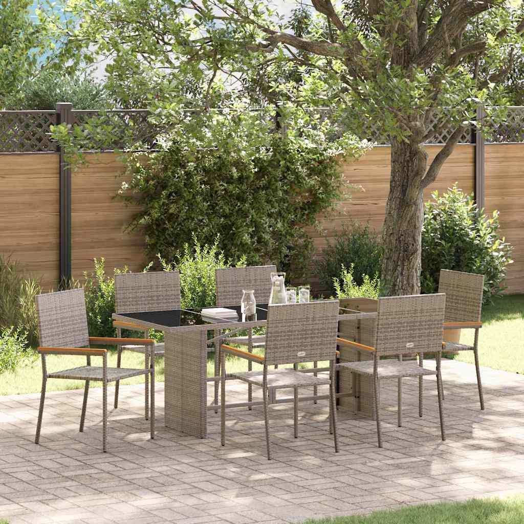 Conjunto de Comedor de Jardín 7 pcs Beige ratán sintético