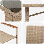 Conjunto de Comedor de Jardín 7 pcs Beige ratán sintético