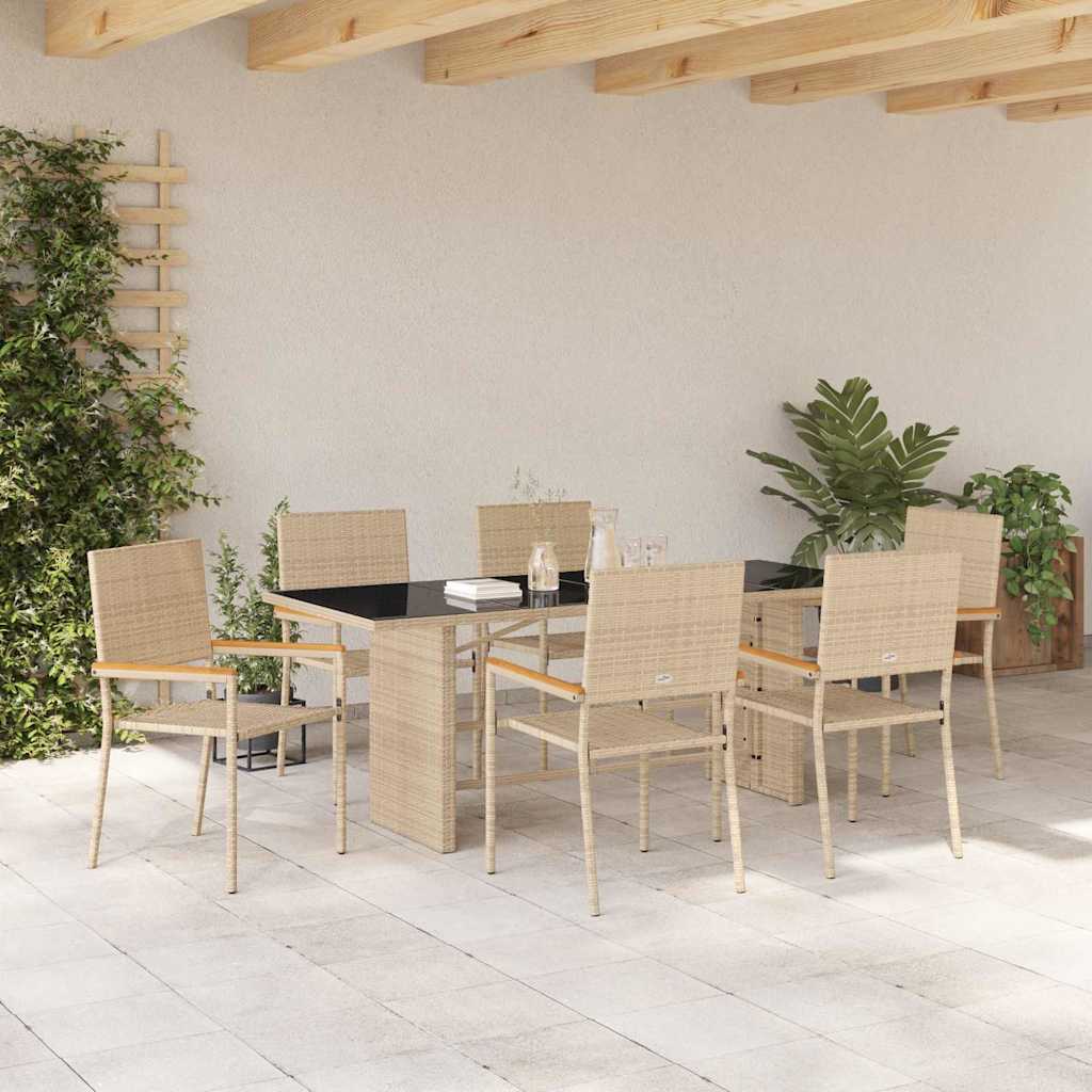 Conjunto de Comedor de Jardín 7 pcs Beige ratán sintético