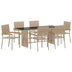 Conjunto de Comedor de Jardín 7 pcs Beige ratán sintético