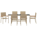 Conjunto de Comedor de Jardín 7 pcs Beige ratán sintético