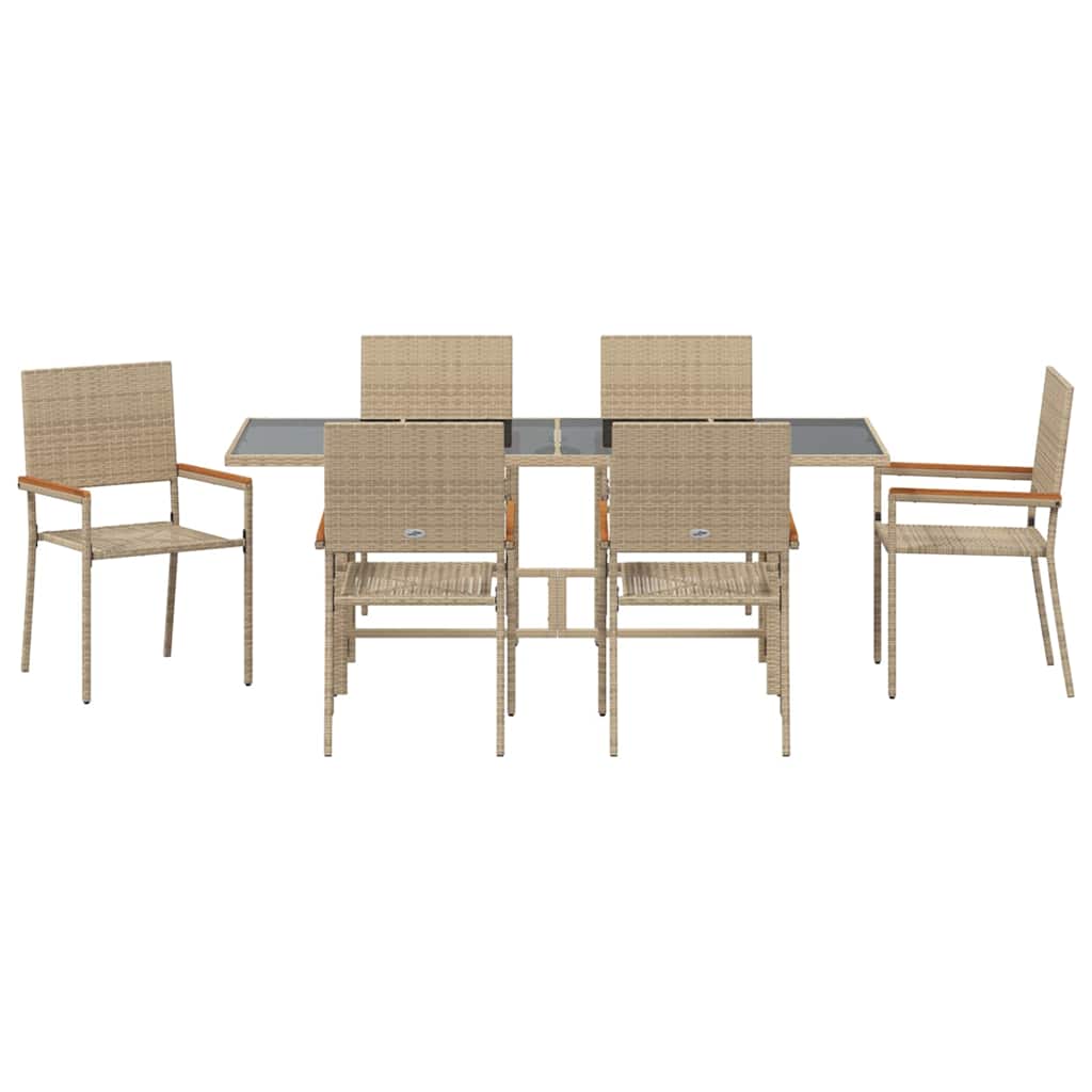 Conjunto de Comedor de Jardín 7 pcs Beige ratán sintético