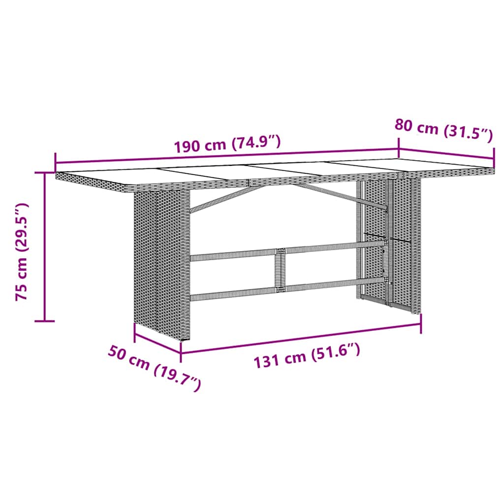 Conjunto de Comedor de Jardín 7 pcs Beige ratán sintético