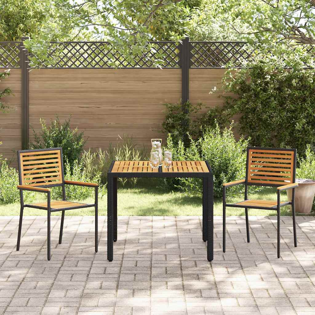 Conjunto de Comedor de Jardín 3 pcs Negro y Marrón