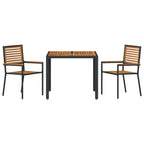 Conjunto de Comedor de Jardín 3 pcs Negro y Marrón