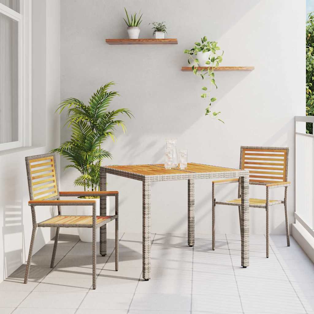 Conjunto de Comedor de Jardín 3 pcs Gris y marrón