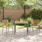 Conjunto de Comedor de Jardín 3 pcs Gris y marrón