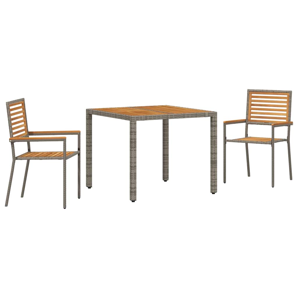 Conjunto de Comedor de Jardín 3 pcs Gris y marrón