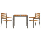Conjunto de Comedor de Jardín 3 pcs Gris y marrón