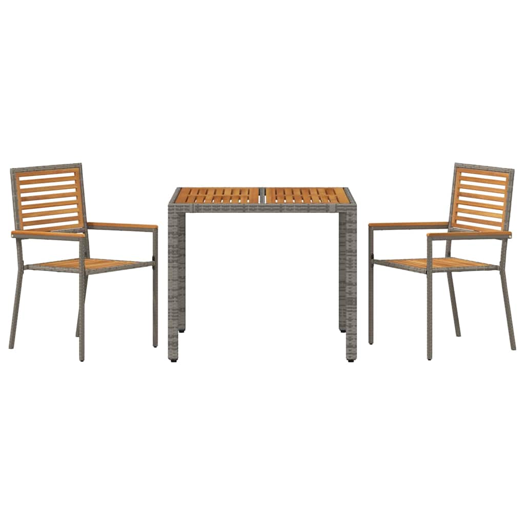 Conjunto de Comedor de Jardín 3 pcs Gris y marrón
