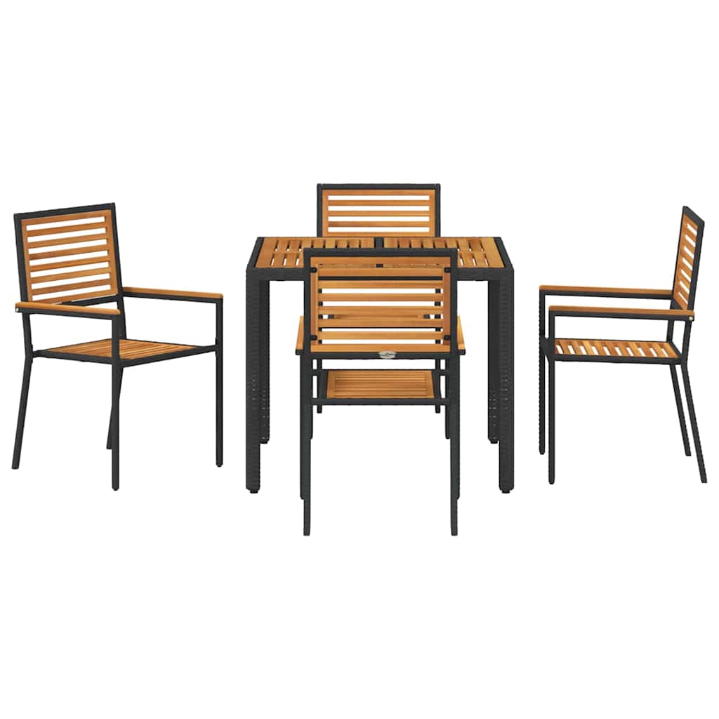 Conjunto de Comedor de Jardín 5 pcs Negro y Marrón