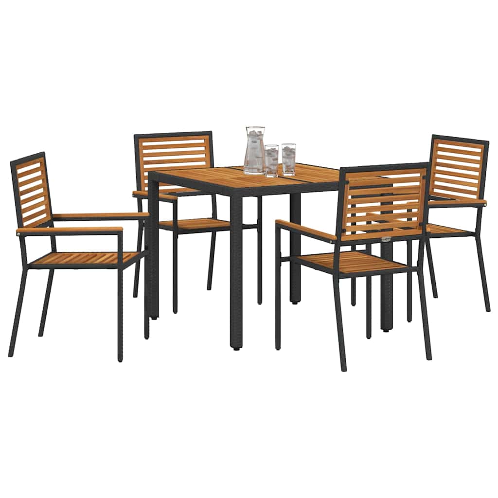 Conjunto de Comedor de Jardín 5 pcs Negro y Marrón