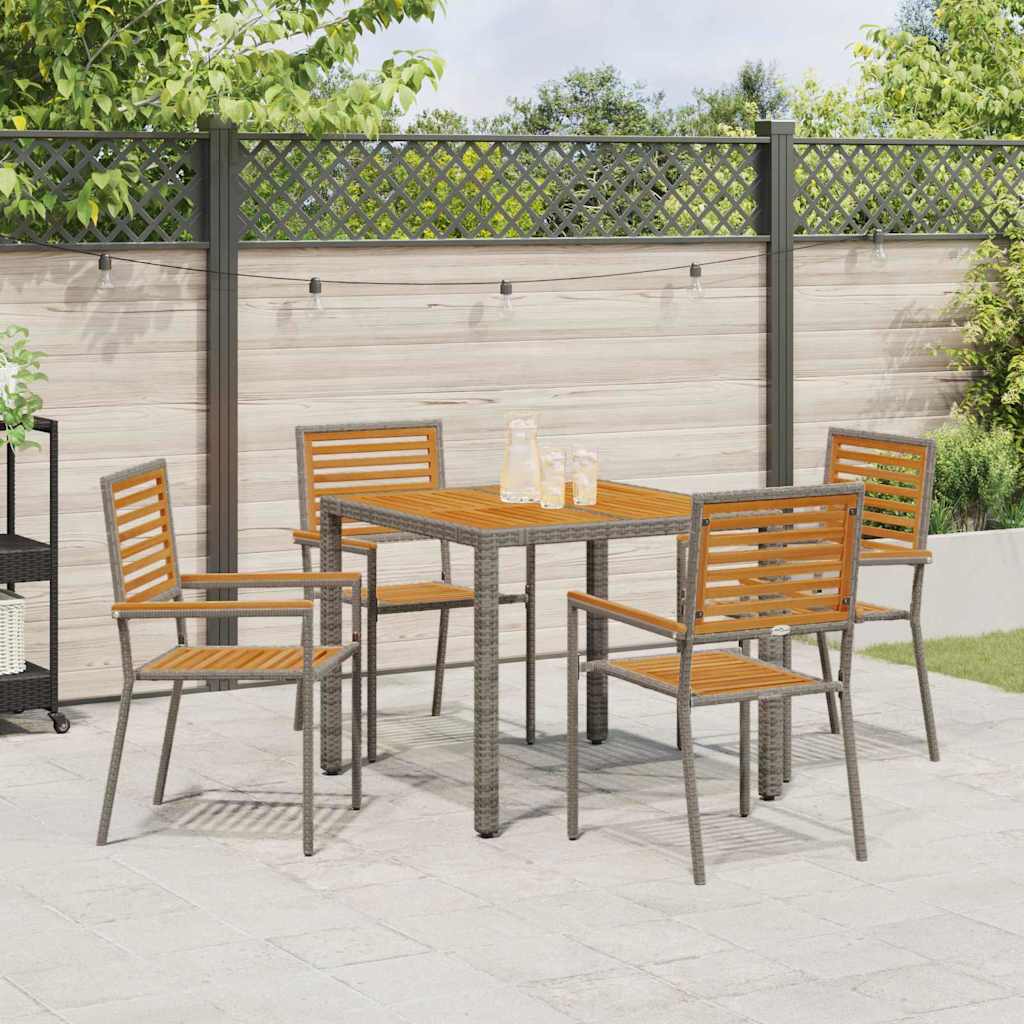 Conjunto de Comedor de Jardín 5 pcs Gris y marrón