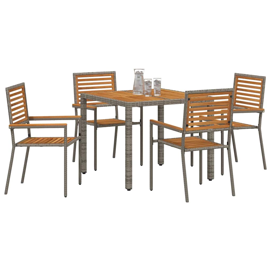 Conjunto de Comedor de Jardín 5 pcs Gris y marrón