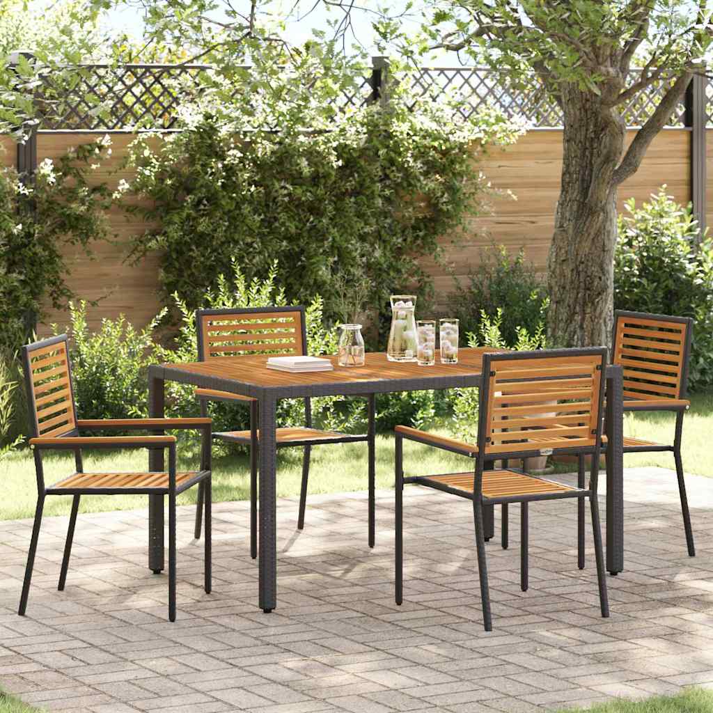 5-Piece Garden Dining Set Black and Brown