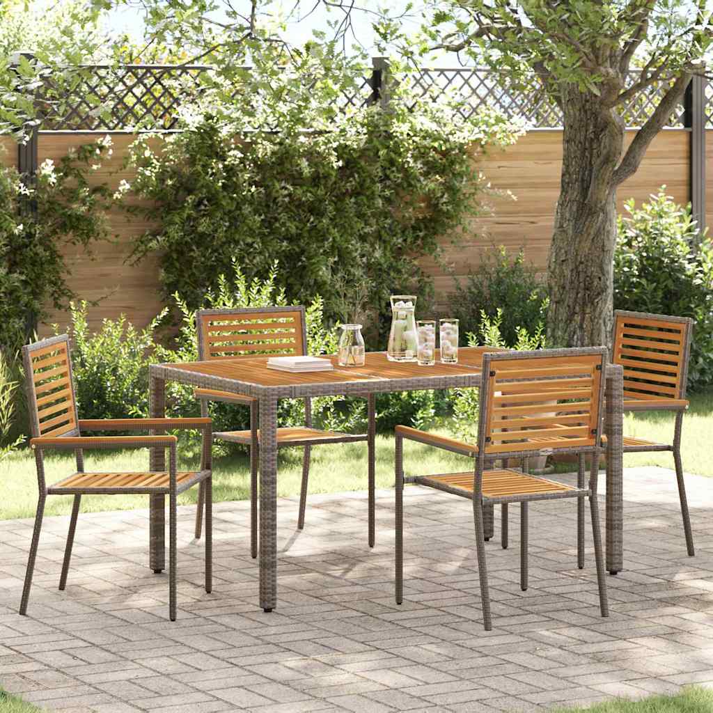 5-Piece Garden Dining Set Gray and Brown