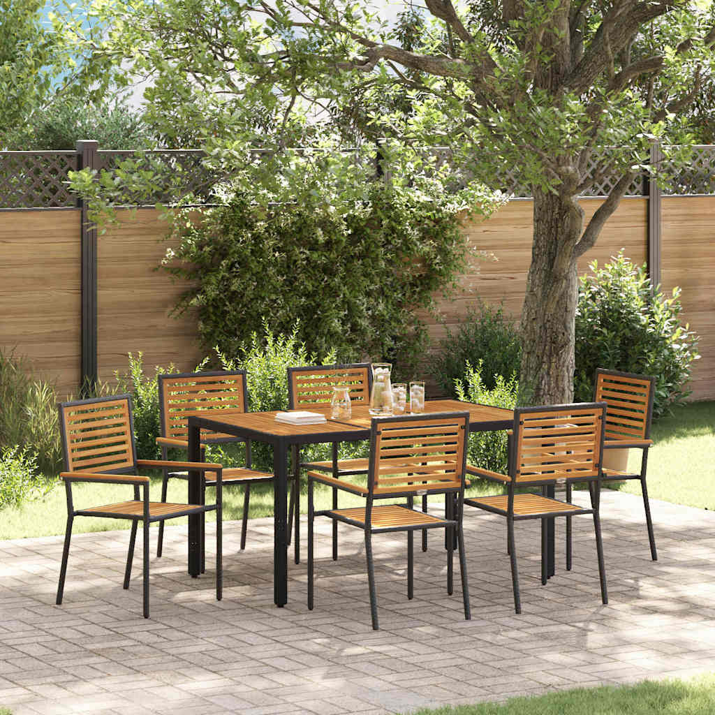 Conjunto de Comedor de Jardín 7 pcs Negro y Marrón
