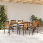 Conjunto de Comedor de Jardín 7 pcs Negro y Marrón