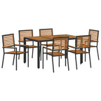Conjunto de Comedor de Jardín 7 pcs Negro y Marrón