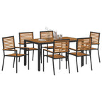 Conjunto de Comedor de Jardín 7 pcs Negro y Marrón