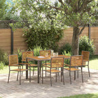 Conjunto de Comedor de Jardín 7 pcs Gris y marrón