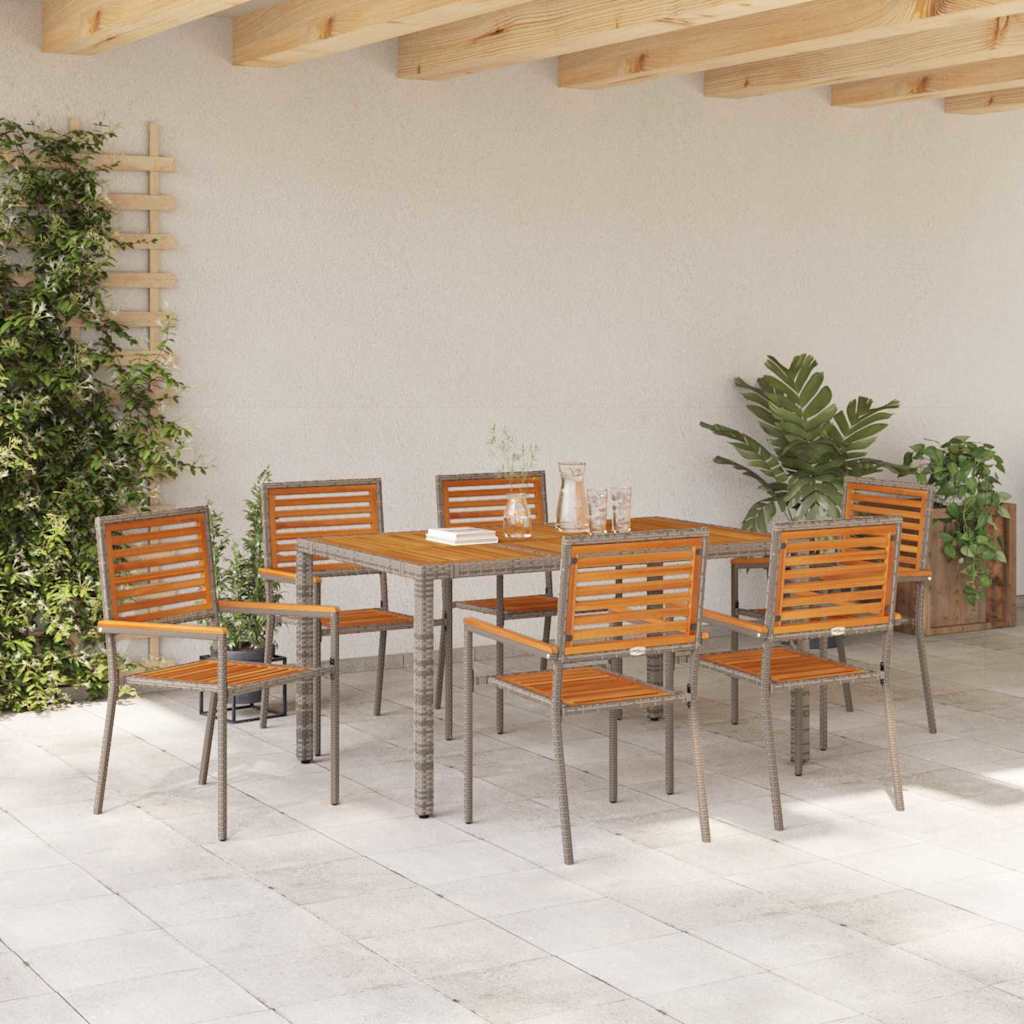 Conjunto de Comedor de Jardín 7 pcs Gris y marrón