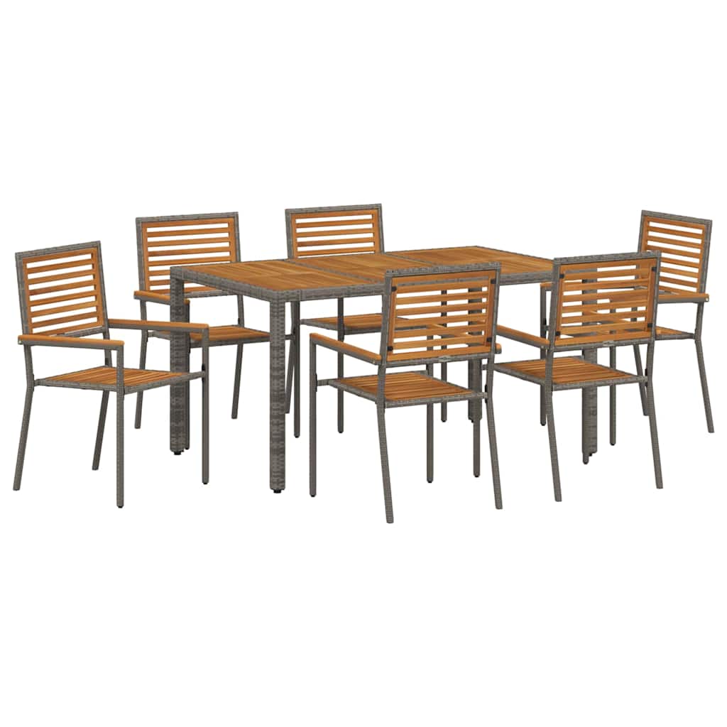 Conjunto de Comedor de Jardín 7 pcs Gris y marrón