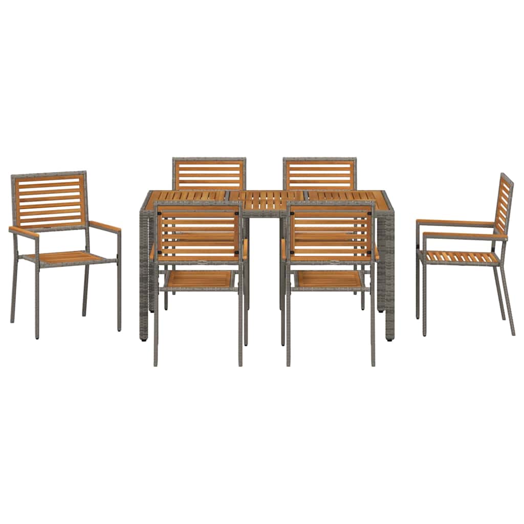 Conjunto de Comedor de Jardín 7 pcs Gris y marrón