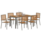 Conjunto de Comedor de Jardín 7 pcs Gris y marrón