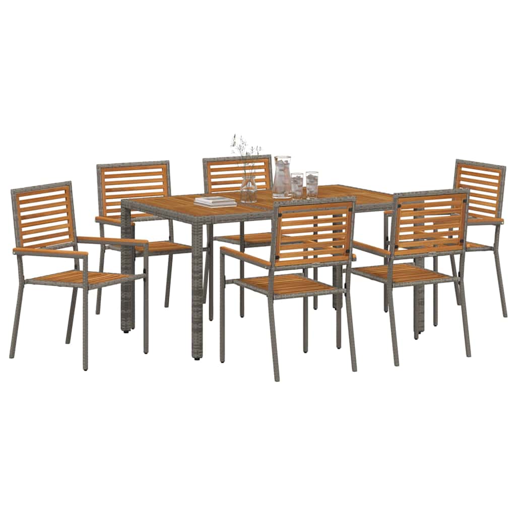 Conjunto de Comedor de Jardín 7 pcs Gris y marrón
