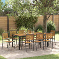 Conjunto de Comedor de Jardín 9 pcs Negro y Marrón