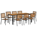 Conjunto de Comedor de Jardín 9 pcs Negro y Marrón