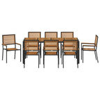 Conjunto de Comedor de Jardín 9 pcs Negro y Marrón