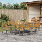 Conjunto de Comedor de Jardín 9 pcs Gris y marrón
