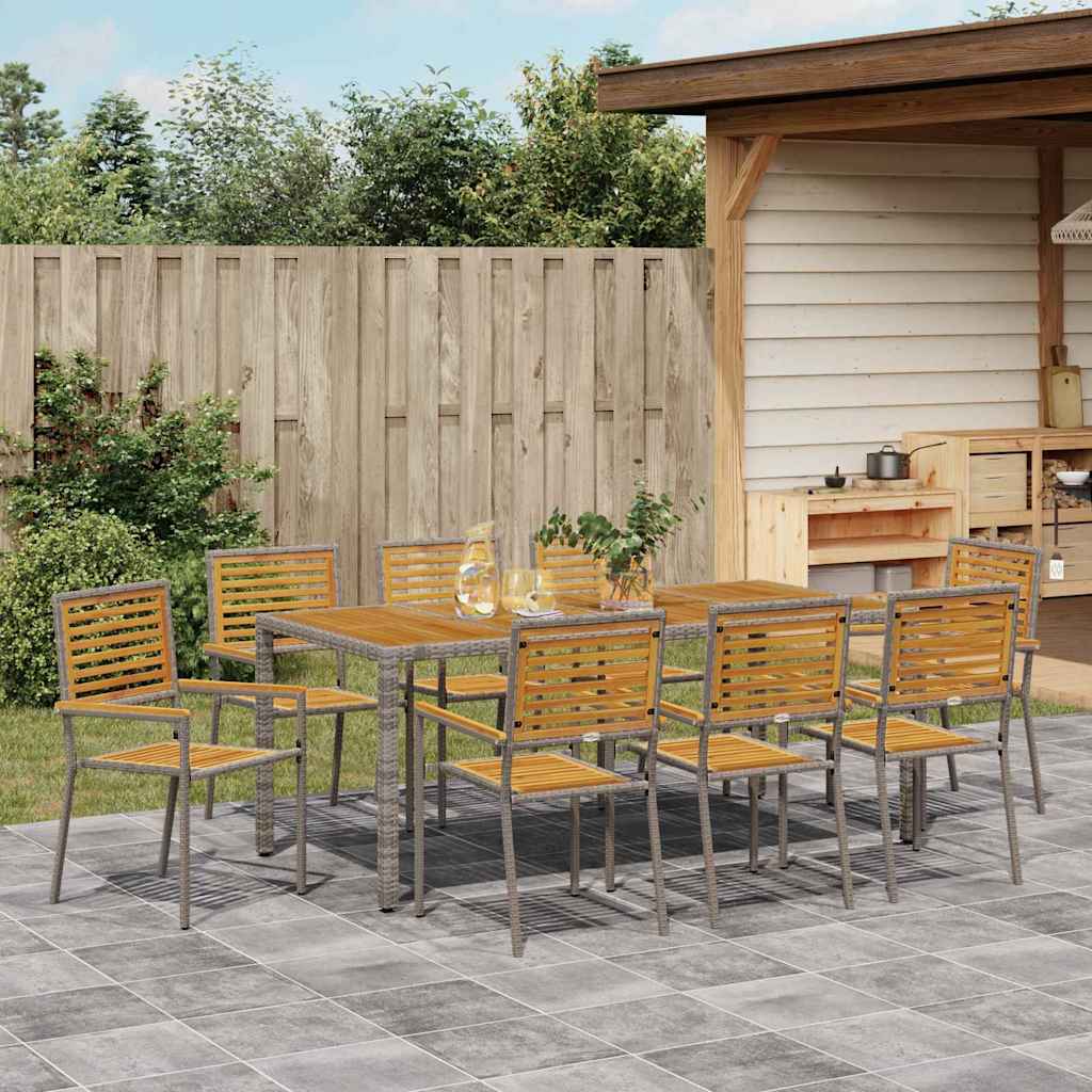 Conjunto de Comedor de Jardín 9 pcs Gris y marrón