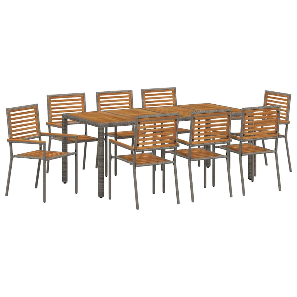 Conjunto de Comedor de Jardín 9 pcs Gris y marrón