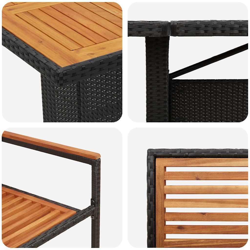 Conjunto de Comedor de Jardín 9 pcs Negro y Marrón