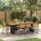 Conjunto de Comedor de Jardín 9 pcs Negro y Marrón