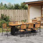 Conjunto de Comedor de Jardín 9 pcs Negro y Marrón